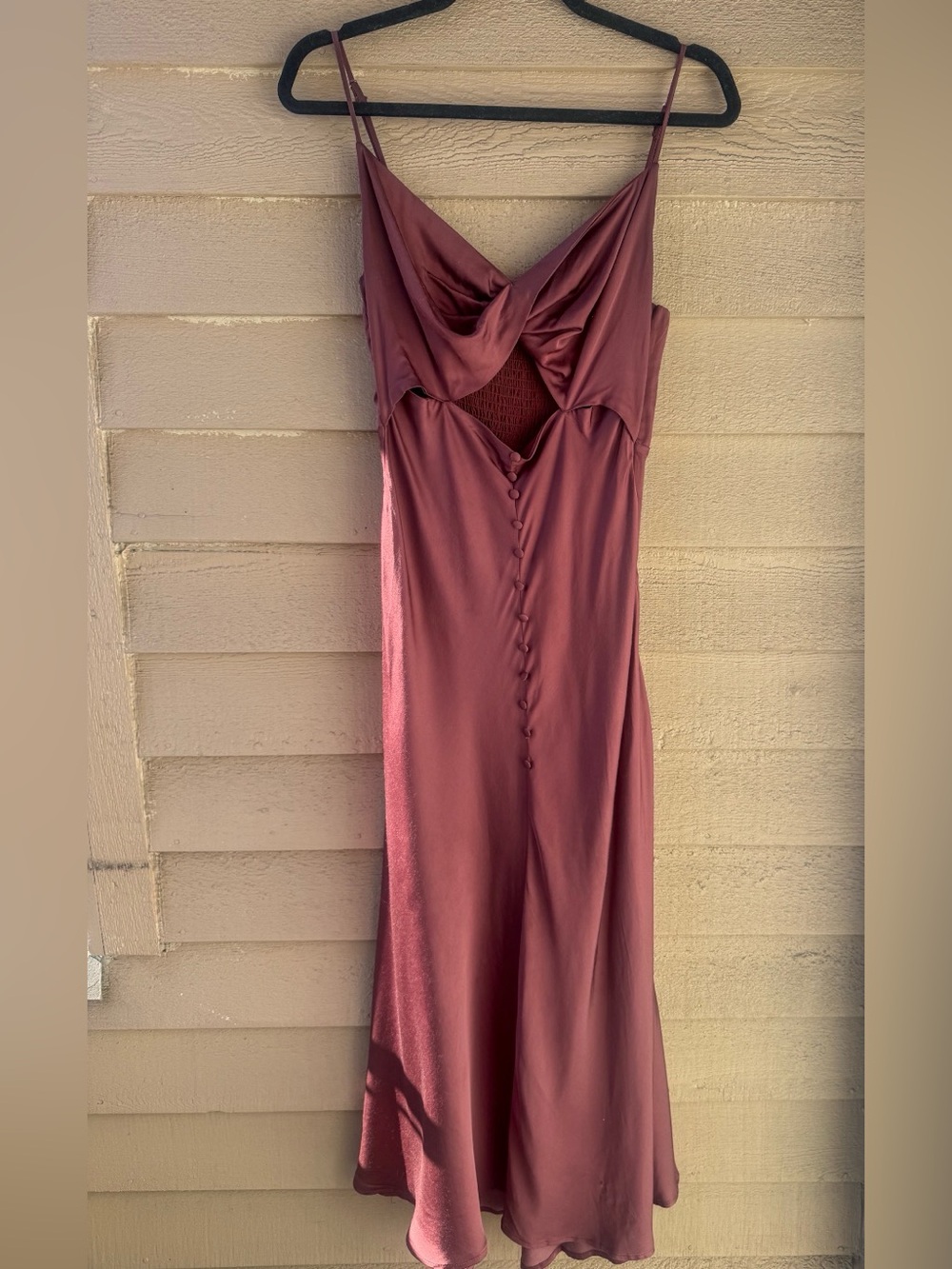 Astr the Label - Farida Satin Cutout Midid Dress - Brown - M